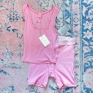 (SOLD) SWAROVSKI X SKIMS Cotton Rib Set in Bubblegum in S